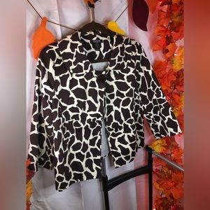 Moka Sport | Women’s Animal Print Brown/White Pea Coat Jacket